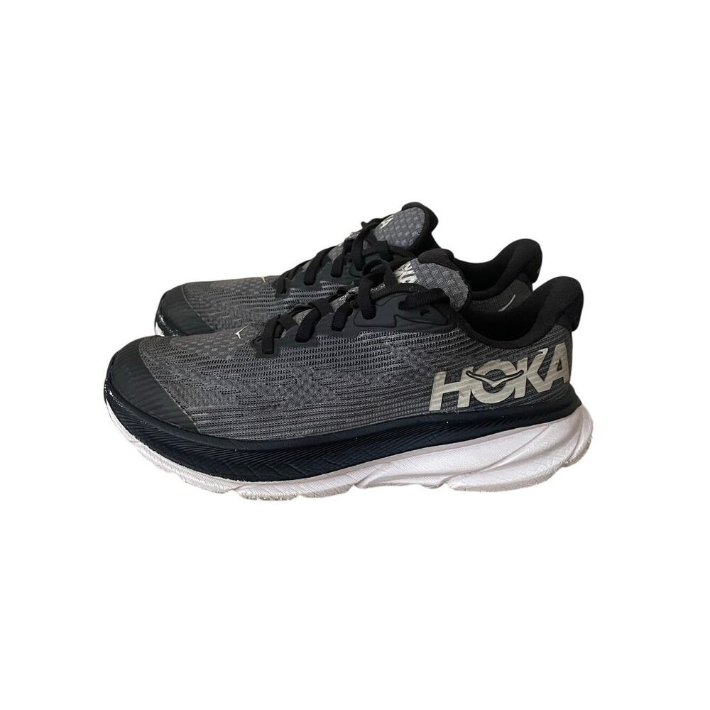 HOKA One One Clifton 9 Youth Size 3.5 MD Black White Running Sneakers Shoes